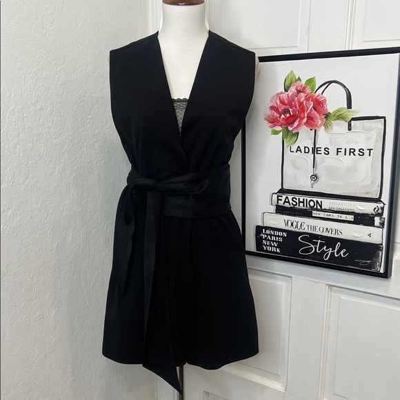 Maje Black Tie Waist Romper Size 38/M - Picture 1 of 10